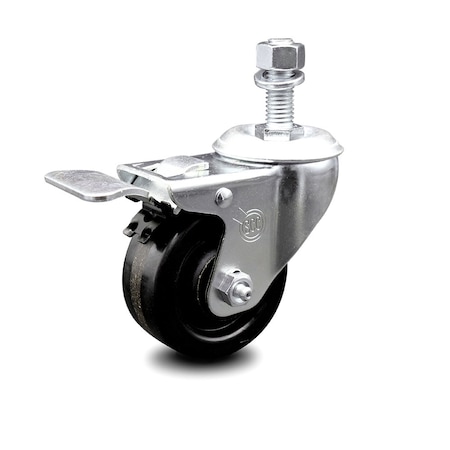 Service Caster 3.5 Inch Phenolic Swivel 12mm Threaded Stem Caster with Total Lock Brake SCC SCC-TSTTL20S3514-PHS-M1215